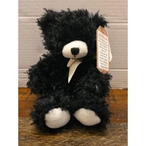Ganz Hugs Jake Teddy Bear Black Shaggy Plush NWT White Muzzle Stuffed Animal 9"